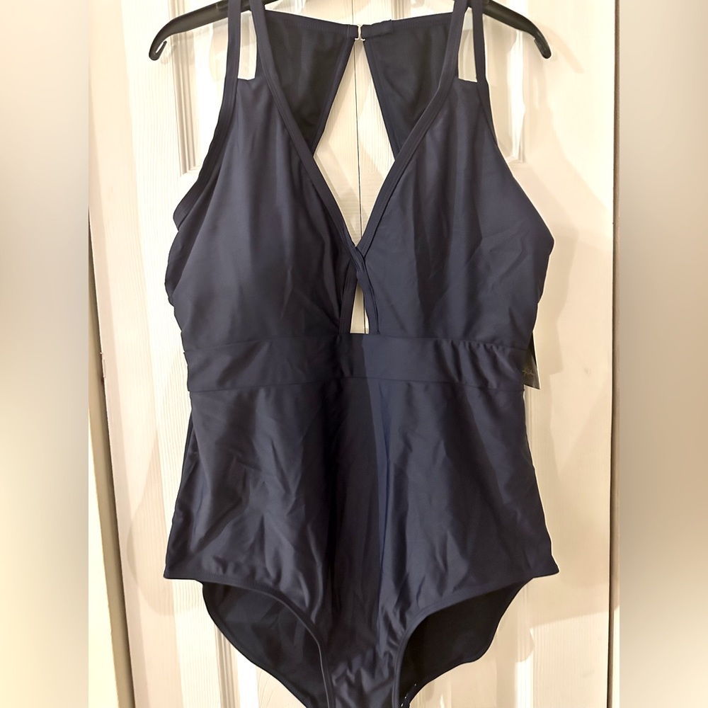 NWT Plus Size one piece midnight blue swimsuit Marilyn Monroe swimwear, 3X